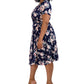 Robbie Bee Women's Floral Print Faux Wrap Dress Blue Size 2X