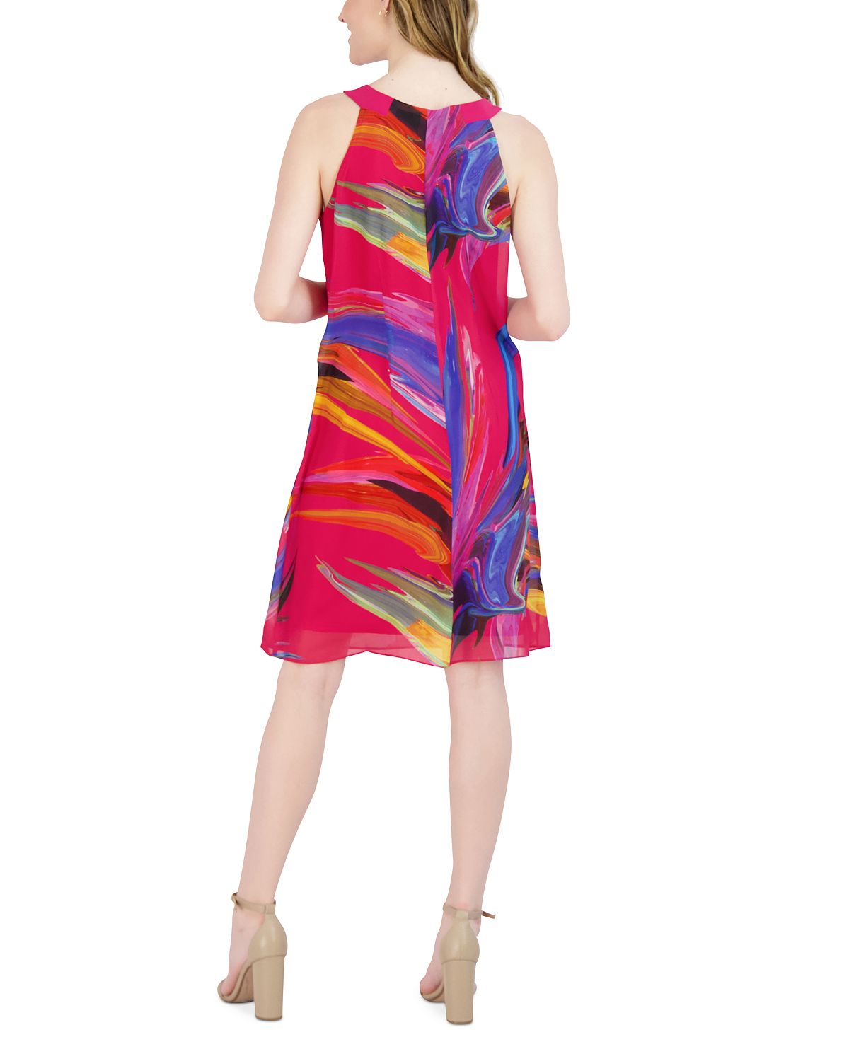 Robbie Bee Women's Printed A Line Dress Red Size Petite Small