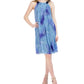 Robbie Bee Women's Chiffon Halter Dress Blue Size Small