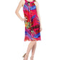 Robbie Bee Women's Printed Chiffon Pleat Neck Dress Pink Size Medium