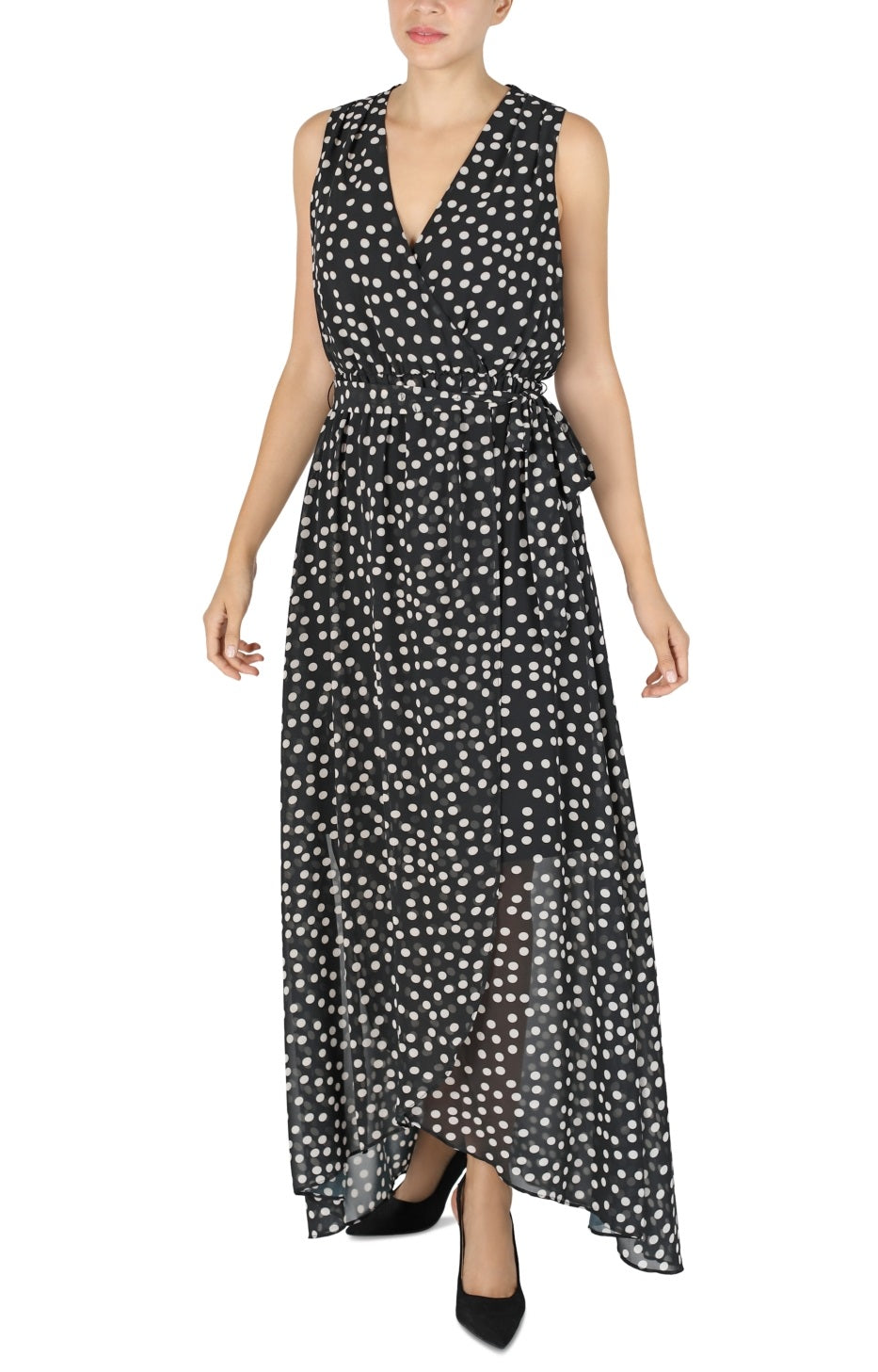 Donna Ricco Women's Halter Neck Hi Low Maxi Dress Black Size 8