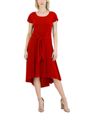 Robbie Bee Women's High Low Midi Dress Red Size Large