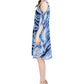 Robbie Bee Women's Cold Shoulder Short Kaftan Dress Blue Size 6Petite