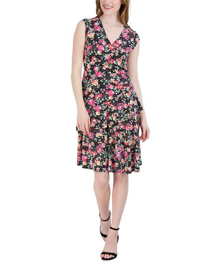 Robbie Bee Women's Ruffle Jersey Dress Black Size Petite Medium