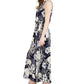 Robbie Bee Women's Pleated Neck Maxi Dress Blue Size Petite Large