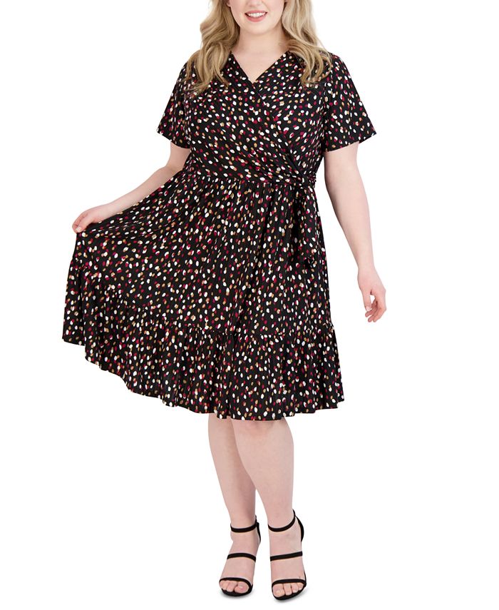 Robbie Bee Women's Faux Wrap Dress Black Size 1X