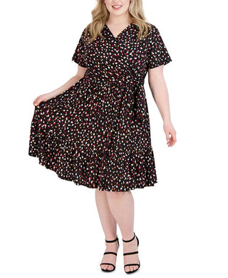 Robbie Bee Women's Faux Wrap Dress Black Size 1X