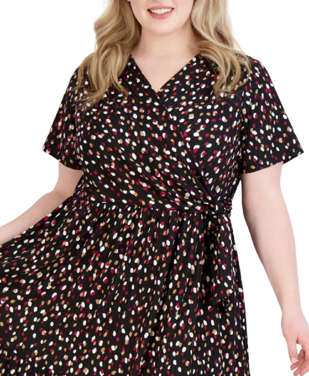 Robbie Bee Women's Faux Wrap Dress Black Size 1X