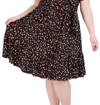 Robbie Bee Women's Faux Wrap Dress Black Size 1X