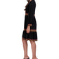 Robbie Bee Women's Contrast Trimmed Tiered Jersey Dress Black Size Petite Large