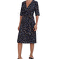 Robbie Bee Women's V Neck Short Sleeve Jersey Midi Dress Black Size Petite Small