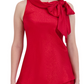 Robbie Bee Women's Bow Neck Tiered Hem Trapeze Dress Red Size 6 Petite