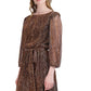 Donna Ricco Women's Sequined Plisse Fit & Flare Dress Brown Size 16