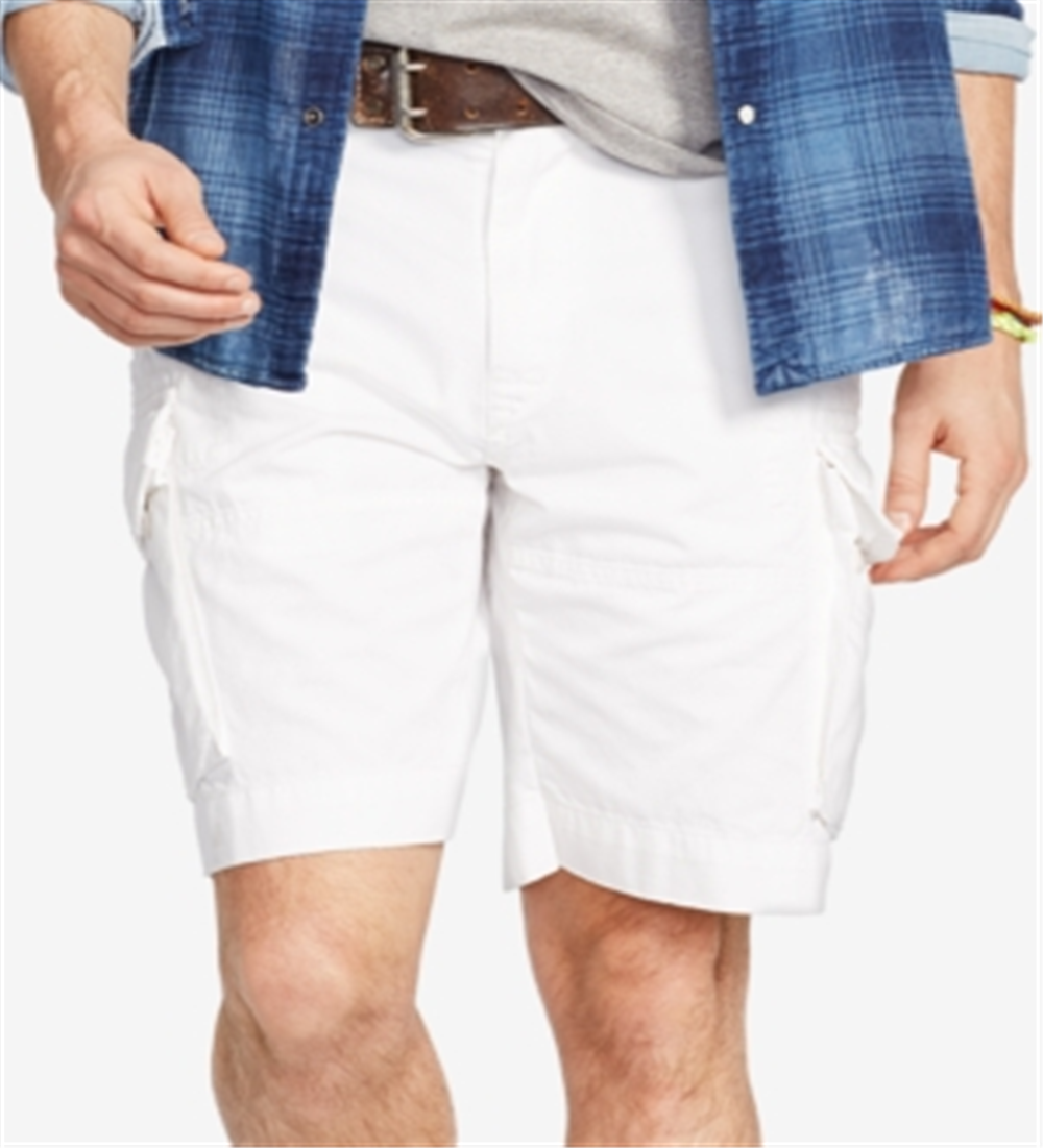 Polo Ralph Lauren Men's Twill Flap Pockets Cargo Shorts White Size 30