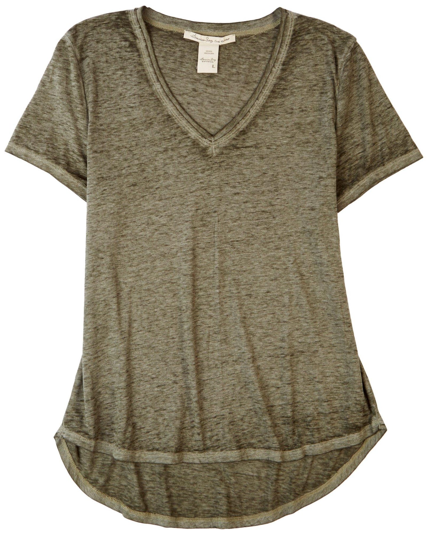 American Rag Women's V Neck Burnout Short Sleeve Top Green Size X-Large