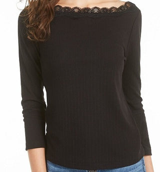 American Rag Junior's Lace Trim Top Black  Size Medium