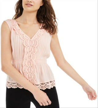 American Rag Junior's Lace Trim Top Black  Size Medium