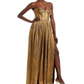 Bronx And Banco Women's Florence Metallic Strapless Gown Yellow Size X-Small