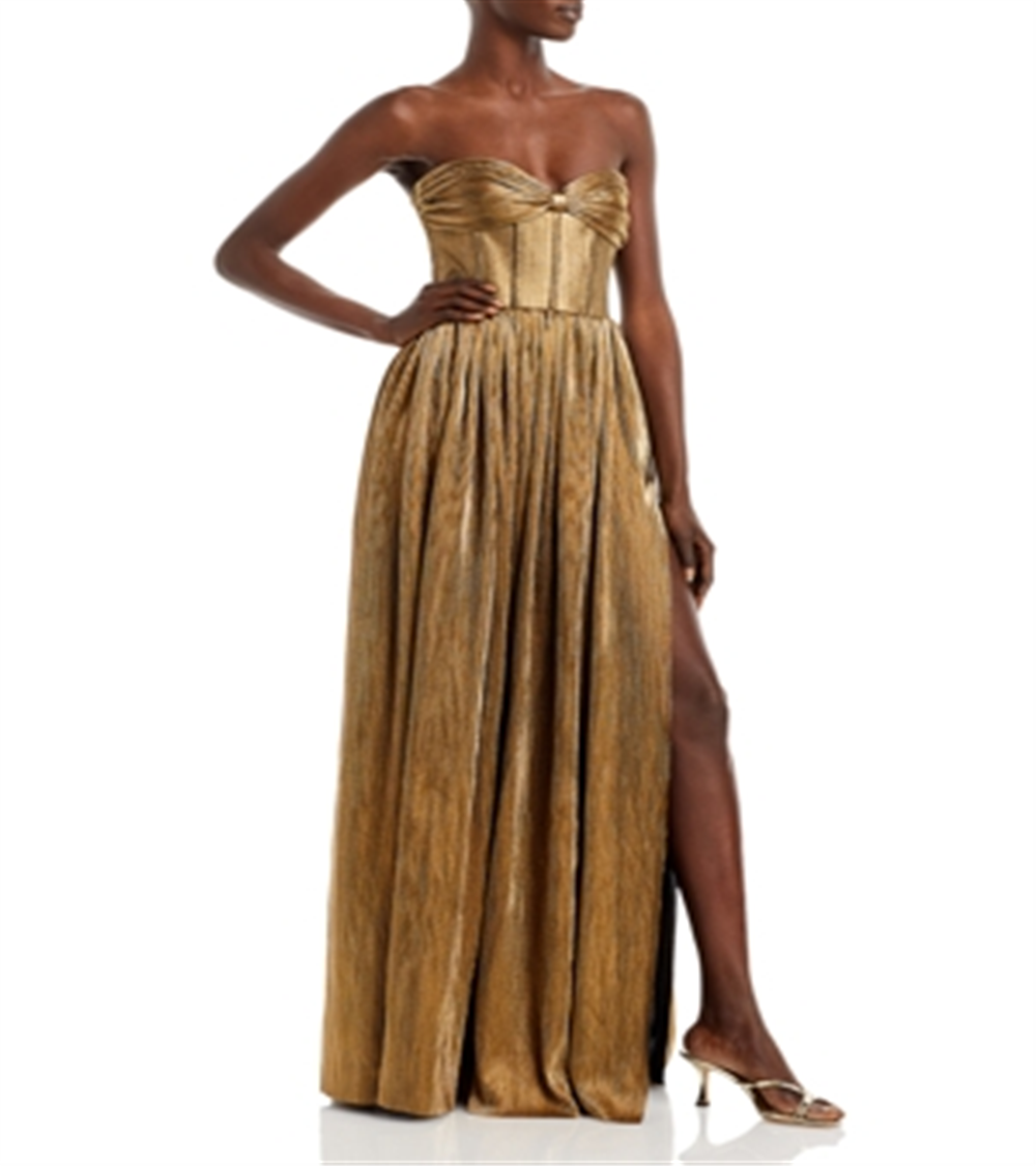 Bronx And Banco Women's Florence Metallic Strapless Gown Yellow Size X-Small