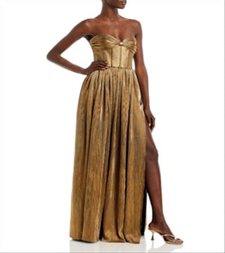 Bronx And Banco Women's Florence Metallic Strapless Gown Yellow Size X-Small