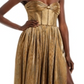 Bronx And Banco Women's Florence Metallic Strapless Gown Yellow Size X-Small