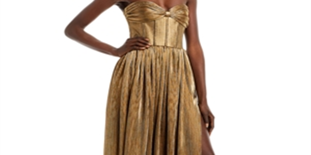 Bronx And Banco Women's Florence Metallic Strapless Gown Yellow Size X-Small
