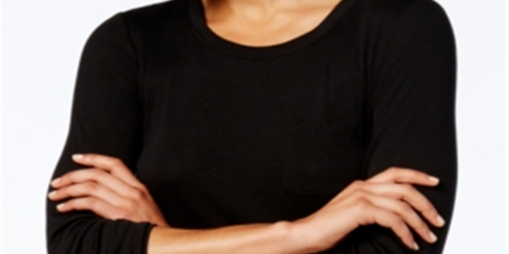 Alfani Women's Scoop Neck Pajama Top Black Size X-Small