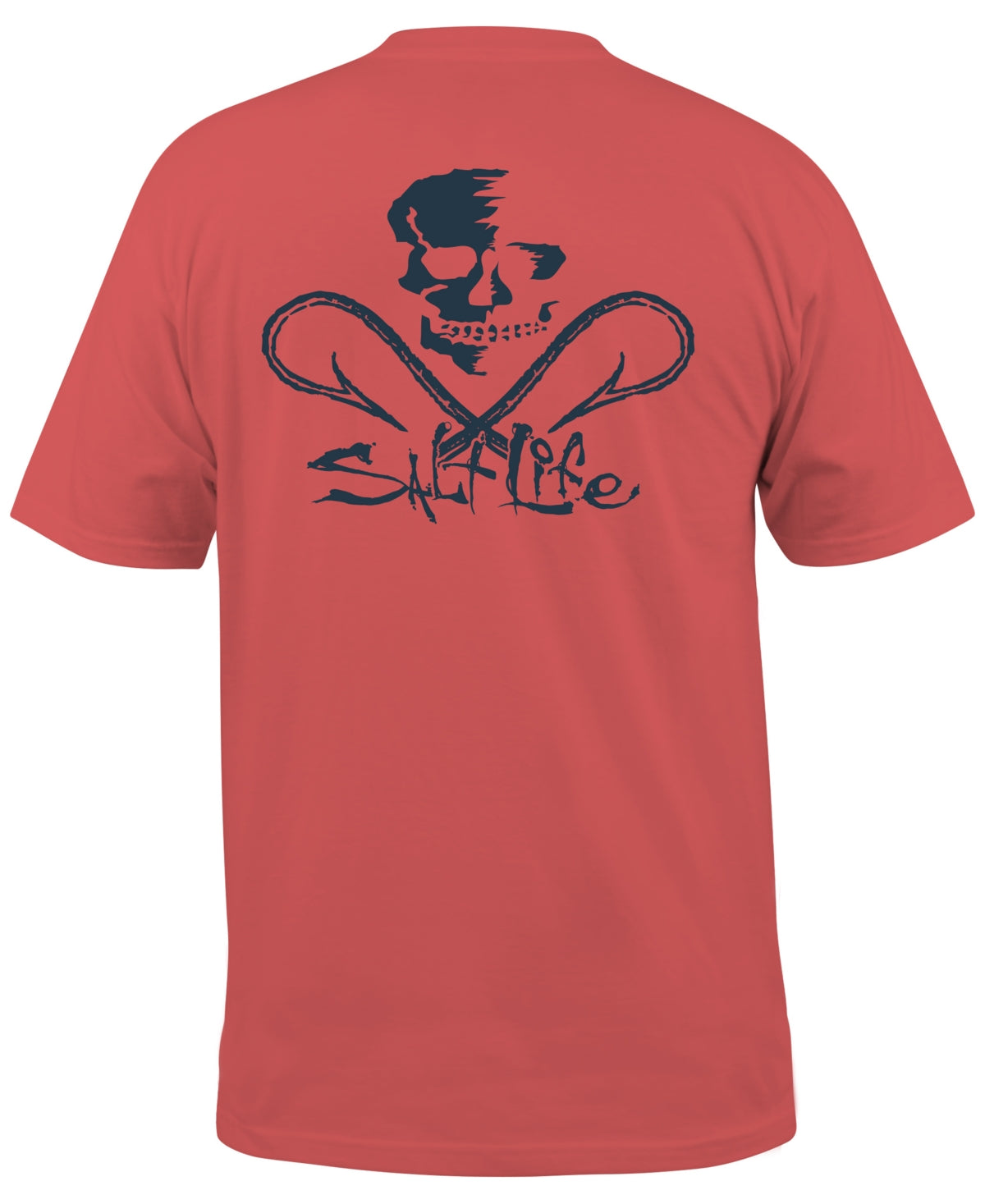 Salt Life Men's Skull And Hooks Pocket Tee Coral Size S