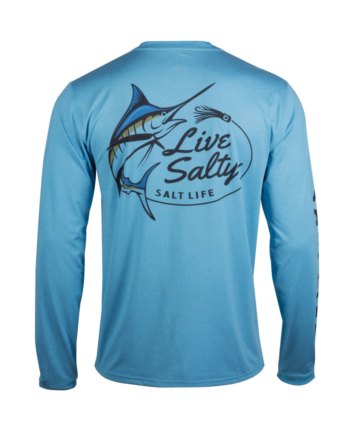 Salt Life Men's Marlin Lure Performance Long Sleeve T-Shirt Blue Size Large