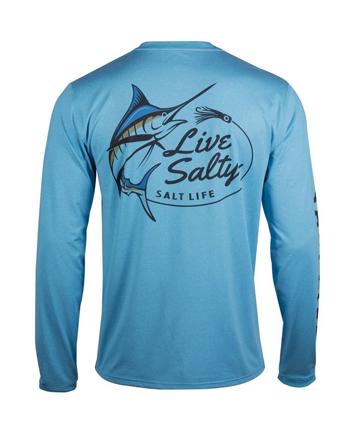 Salt Life Men's Marlin Lure Performance Long Sleeve T-shirt Blue Size X-Large