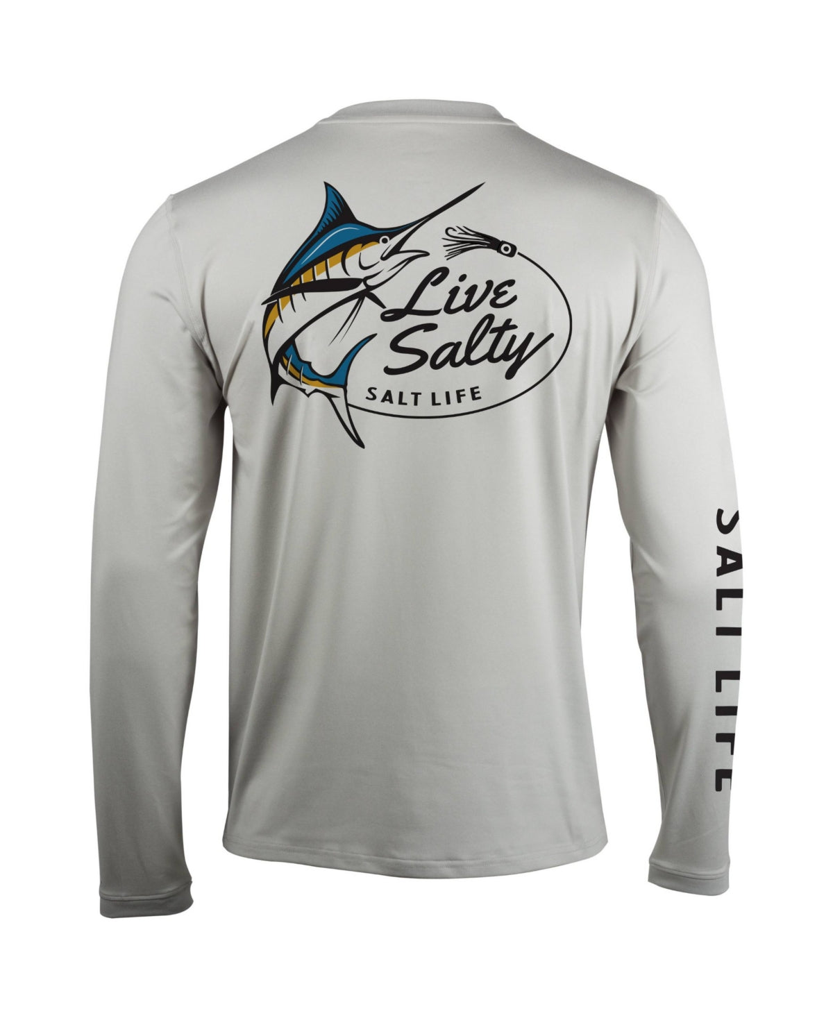 Salt Life Men's Marlin Lure Performance Long Sleeve T-Shirt Gray Size Large