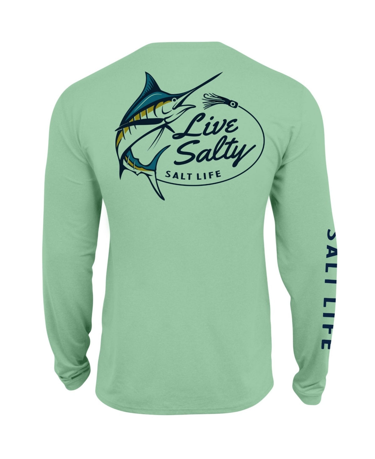 Salt Life Men's Marlin Lure Performance Long Sleeve T-Shirt Green Size Large