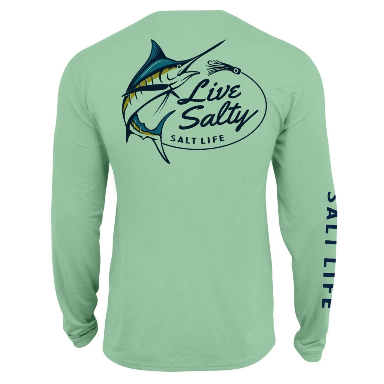 Salt Life Men's Marlin Lure Performance Long Sleeve T-shirt - Sage Heather Green Size 2XL