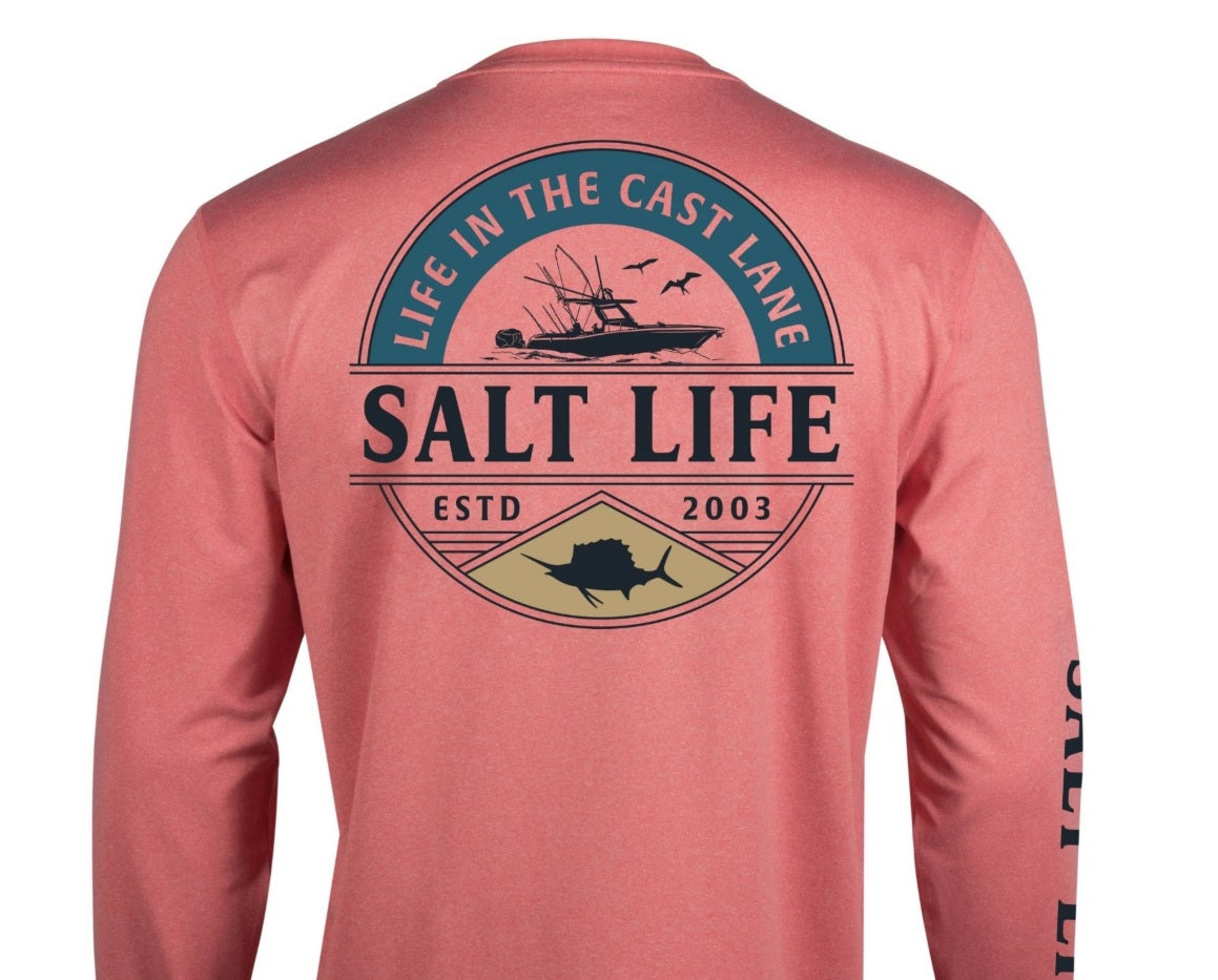 Salt Life Men's Performance Long Sleeve T-Shirt Orange Size Large