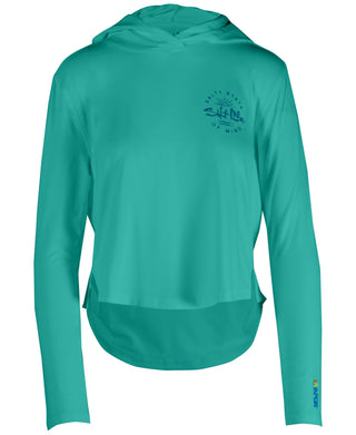 Salt Life Women's Seaglass Bay High Low Hoodie Green Size L