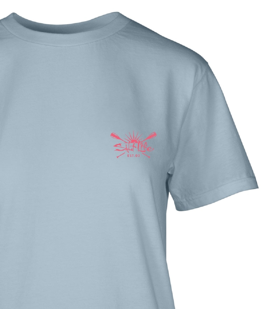 Salt Life Women's Sunrise Paddle Cotton Tee Blue Size Large