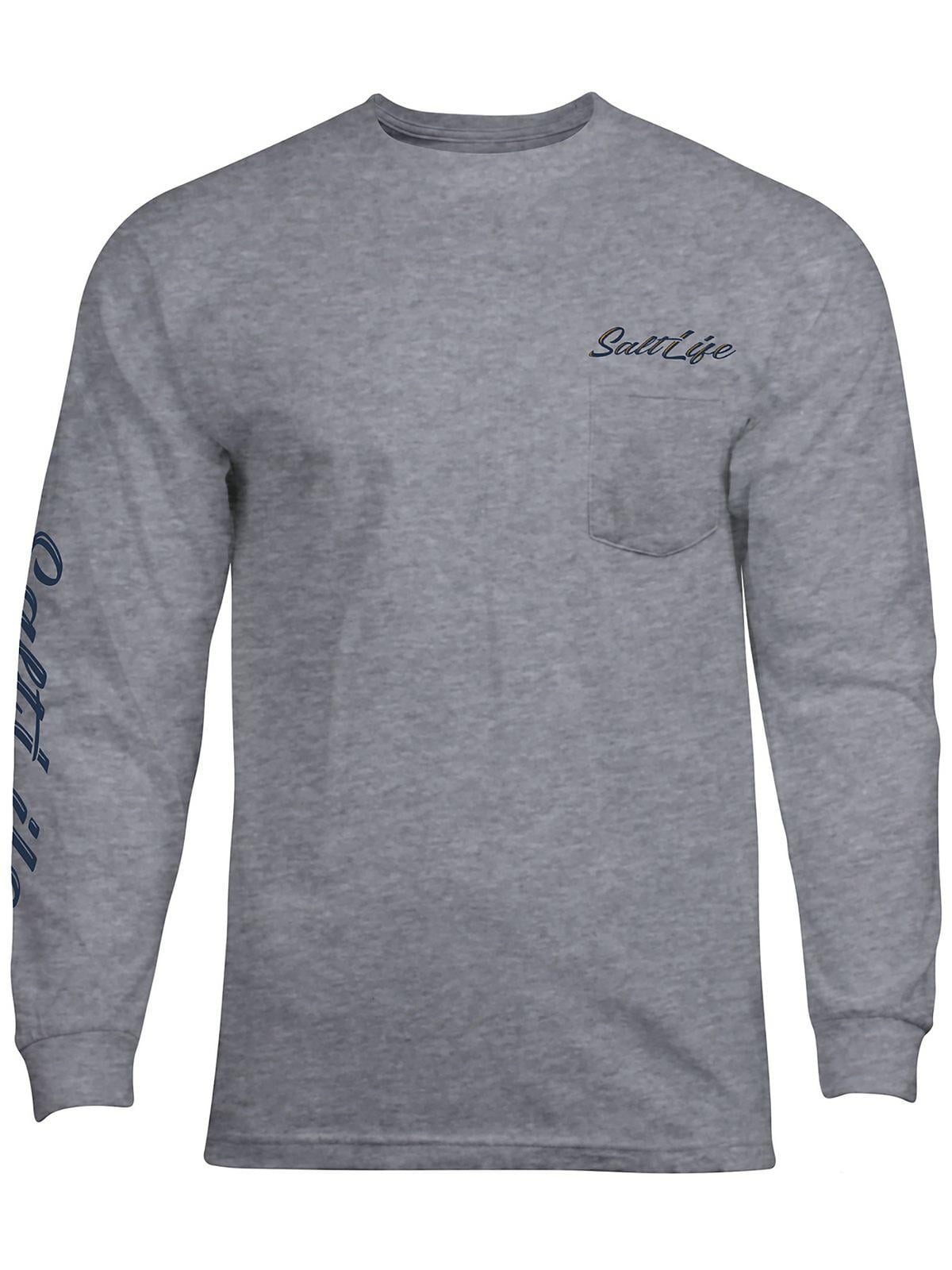 Salt Life Men's Golden Hour Logo Graphic Long Sleeve Pocket T-Shirt Gray