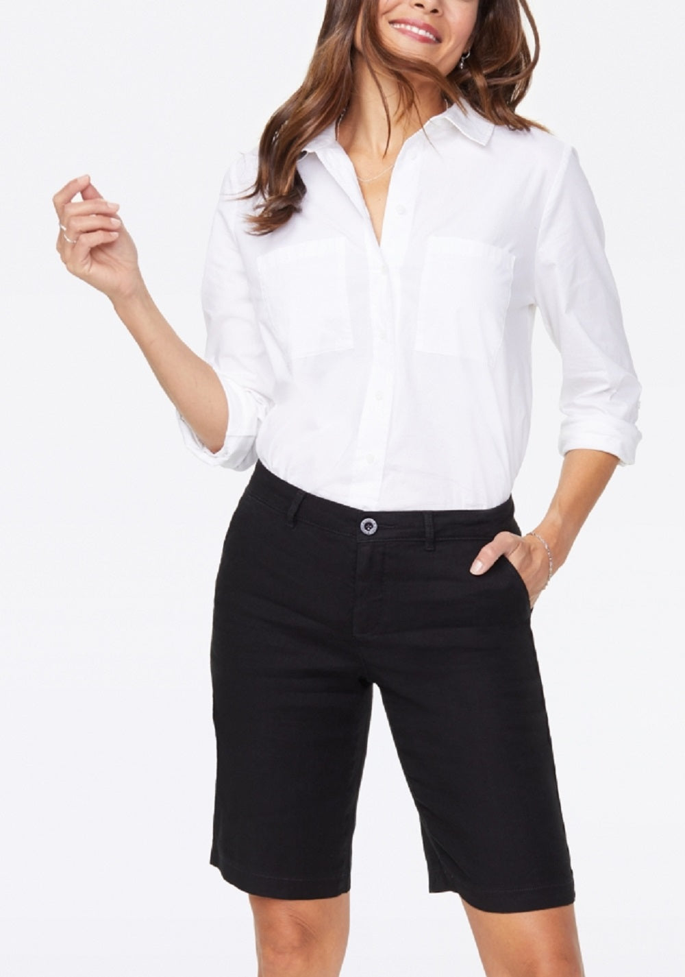 NYDJ Women's Bermuda Linen Shorts Black Size 8