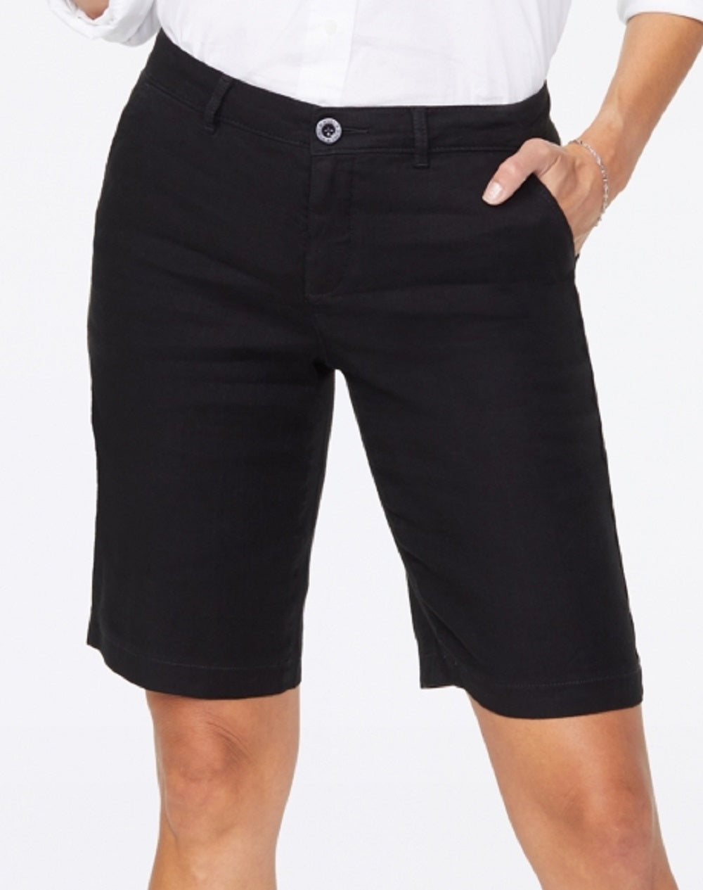 NYDJ Women's Bermuda Linen Shorts Black Size 8