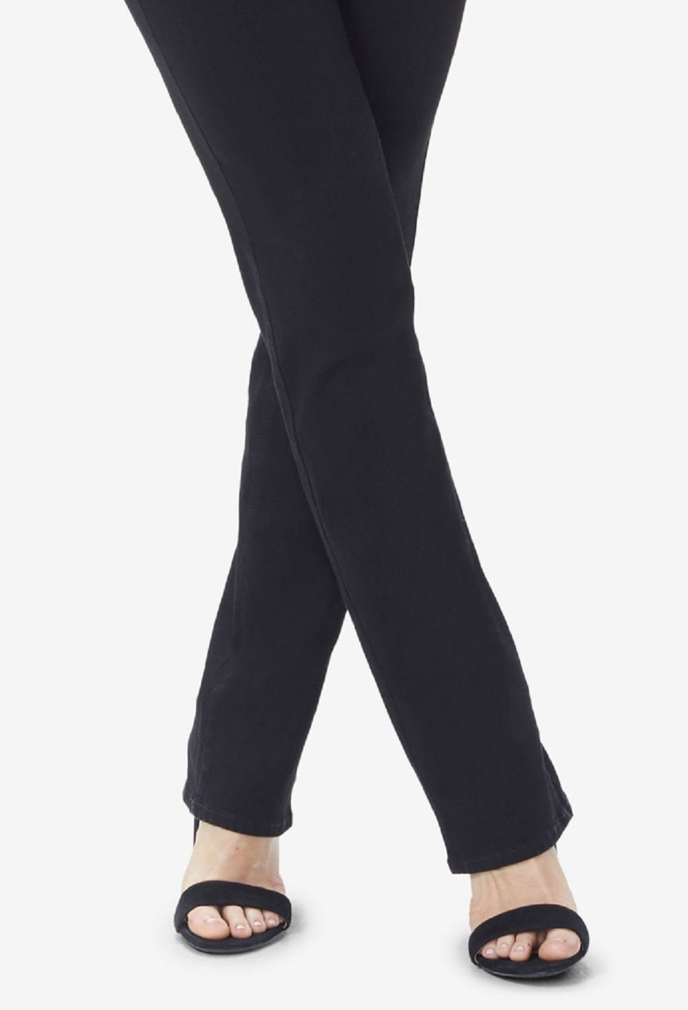 NYDJ Women's Marilyn Tummy Control Straight Leg Jeans Black Size 2Petite