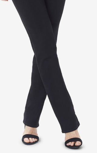 NYDJ Women's Marilyn Tummy-Control Straight-Leg Jeans Black Size 6Petite