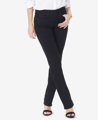 NYDJ Women's Marilyn Tummy-Control Straight-Leg Jeans Black Size 12Petite