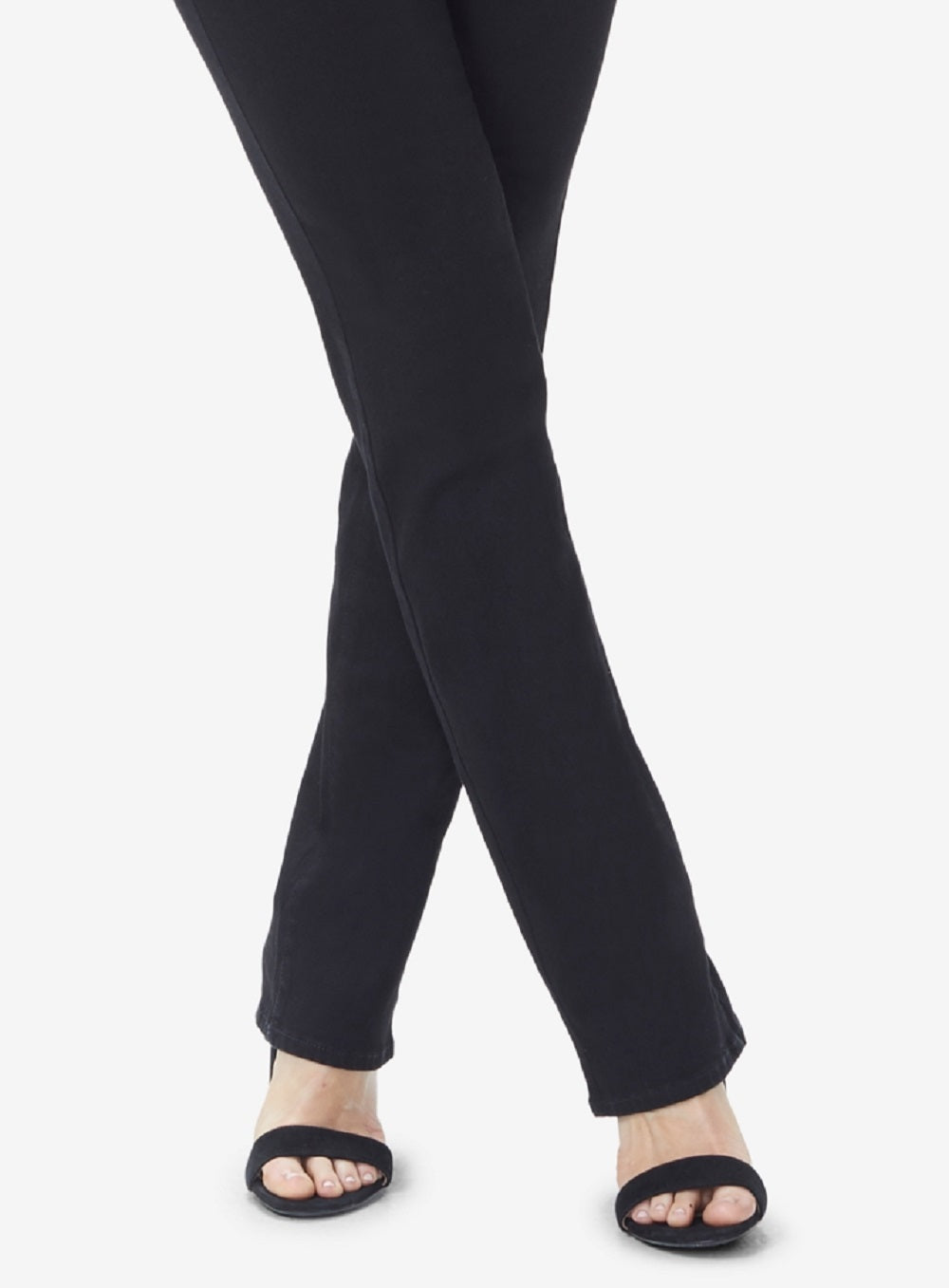 NYDJ Women's Marilyn Tummy-Control Straight-Leg Jeans Black Size 12Petite