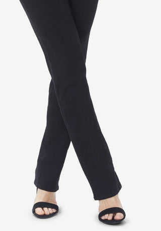 NYDJ Women's Marilyn Tummy Control Straight Leg Jeans Black Size 14 Petite