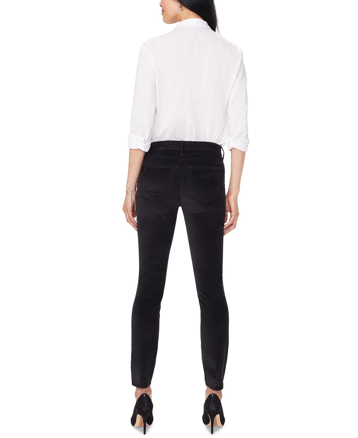 NYDJ Women's Ami Stretch Velvet Skinny Pants Black Size 6