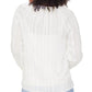 NYDJ Women's Hayward Stripe Regular Peasant Blouse -White  Size Medium