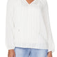NYDJ Women's Hayward Stripe Regular Peasant Blouse -White  Size Medium