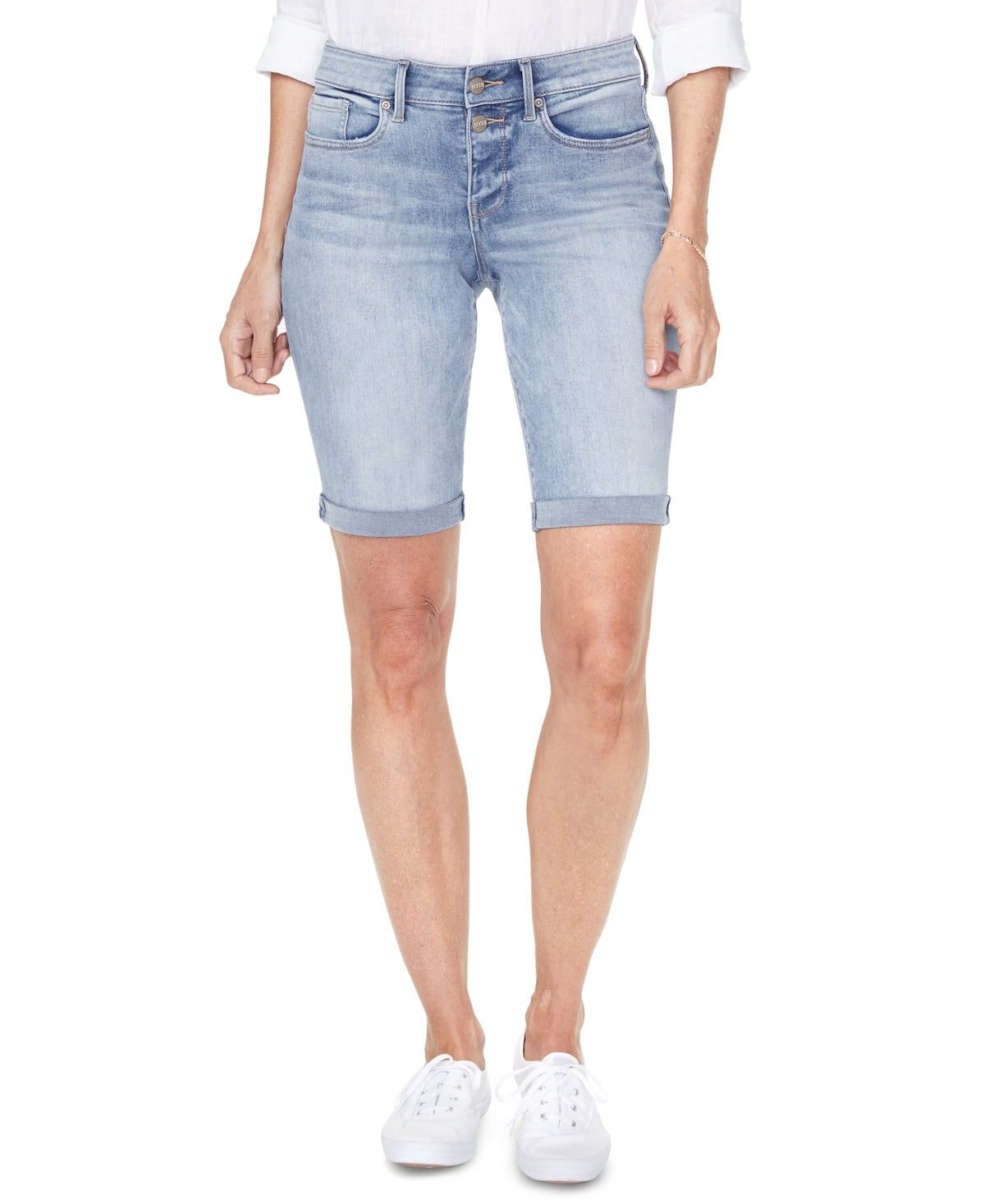 NYDJ Women's Roll Hem Briella Denim Shorts Blue Size 12