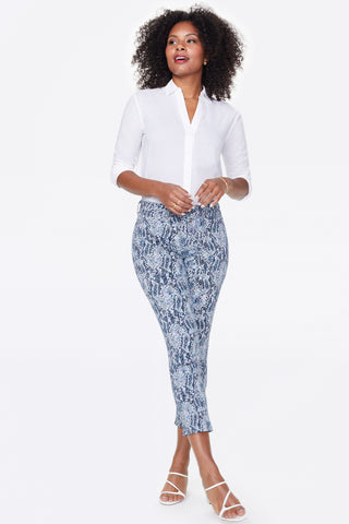 NYDJ Women's Sheri Animal Print Mid Rise Slim Jeans Blue Size 4