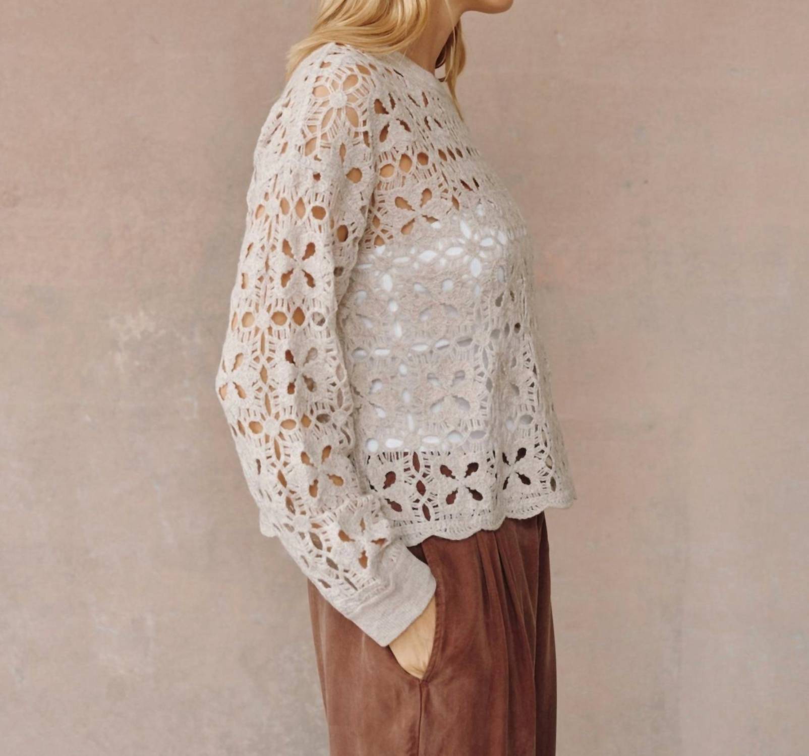 Bella Dahl - Crochet Crew Neck Sweater